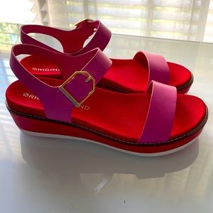 Cole Haan Original Grand Red/Pink Platform Sandals